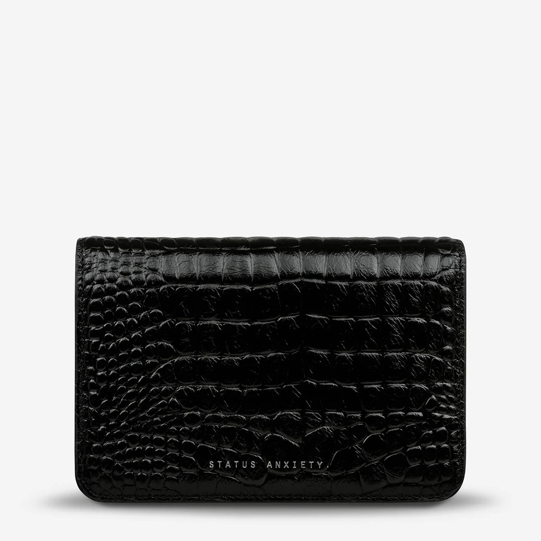 STATUS ANXIETY Womens She Burns Leather Bag - Black Croc Emboss, WOMENS BAGS & CLUTCHES, STATUS ANXIETY, Elwood 101