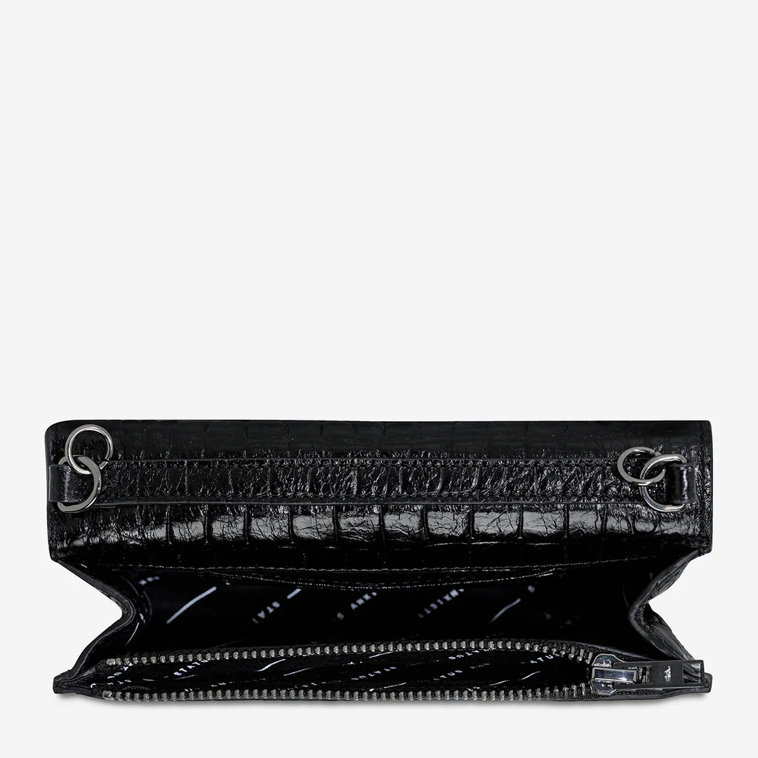 STATUS ANXIETY Womens She Burns Leather Bag - Black Croc Emboss, WOMENS BAGS & CLUTCHES, STATUS ANXIETY, Elwood 101