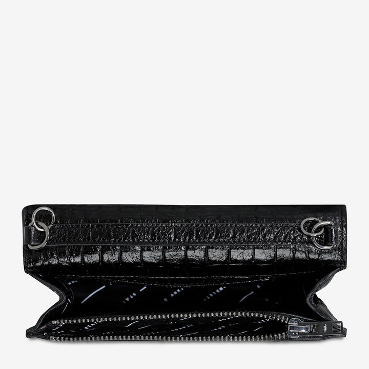 STATUS ANXIETY Womens She Burns Leather Bag - Black Croc Emboss, WOMENS BAGS & CLUTCHES, STATUS ANXIETY, Elwood 101
