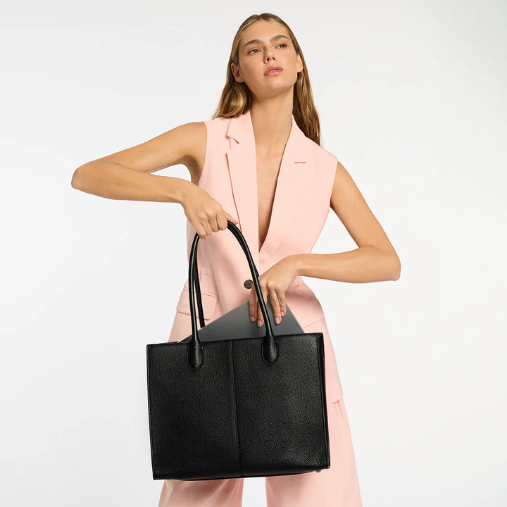 STATUS ANXIETY Womens Without Warning Leather Tote in Black, WOMENS BAGS & CLUTCHES, STATUS ANXIETY, Elwood 101