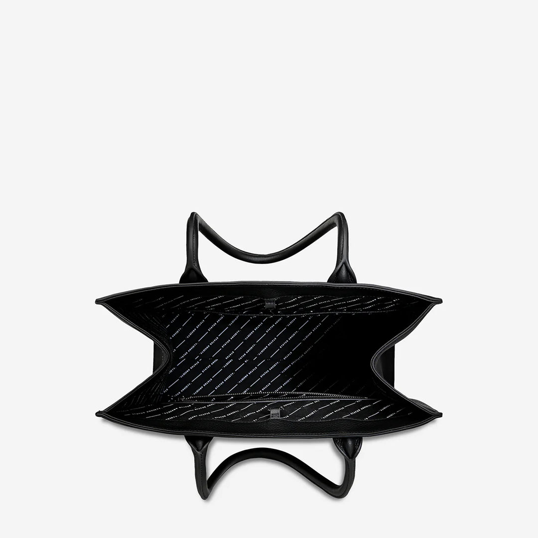 STATUS ANXIETY Womens Without Warning Leather Tote in Black, WOMENS BAGS & CLUTCHES, STATUS ANXIETY, Elwood 101