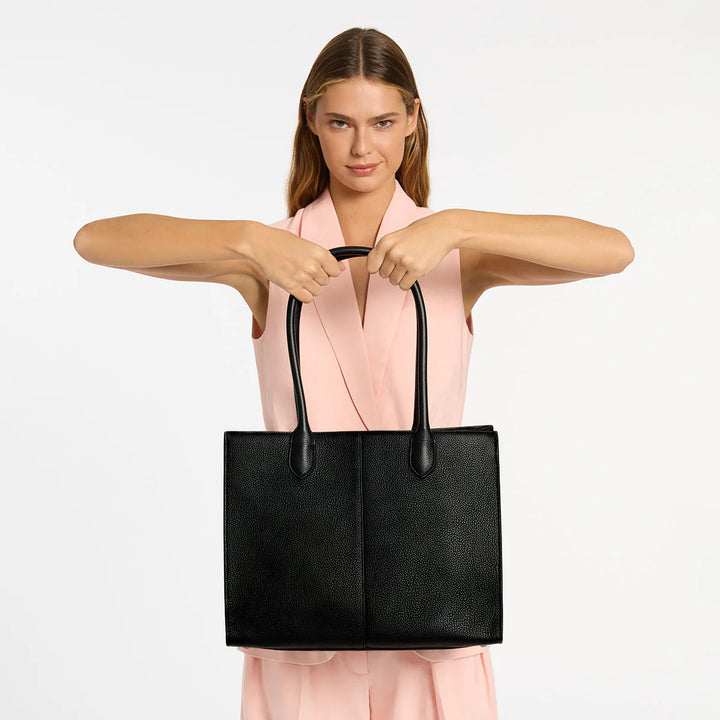 STATUS ANXIETY Womens Without Warning Leather Tote in Black, WOMENS BAGS & CLUTCHES, STATUS ANXIETY, Elwood 101