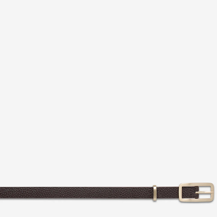 STATUS ANXIETY Womens Muse Leather Belt Choc/Gold