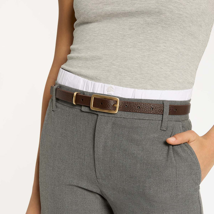 STATUS ANXIETY Womens Muse Leather Belt Choc/Gold