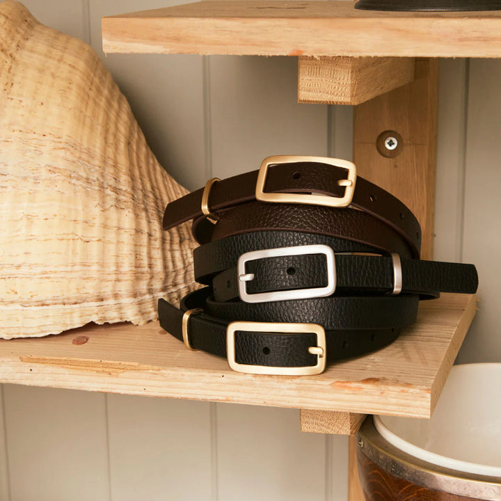 STATUS ANXIETY Womens Muse Leather Belt Choc/Gold