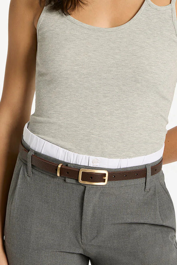 STATUS ANXIETY Womens Muse Leather Belt Choc/Gold