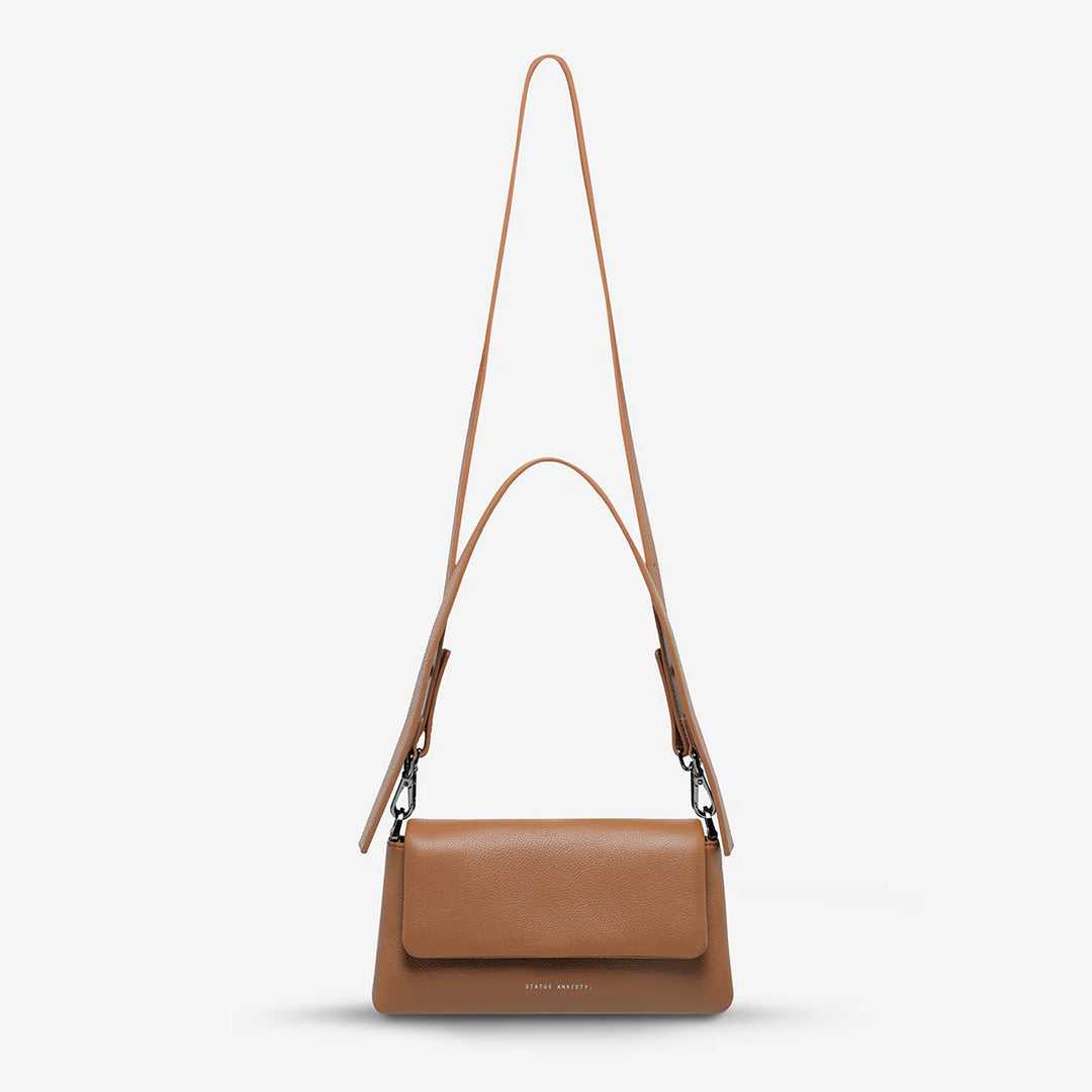 STATUS ANXIETY Womens Zenith Leather Bag - Camel, WOMENS BAGS & CLUTCHES, STATUS ANXIETY, Elwood 101
