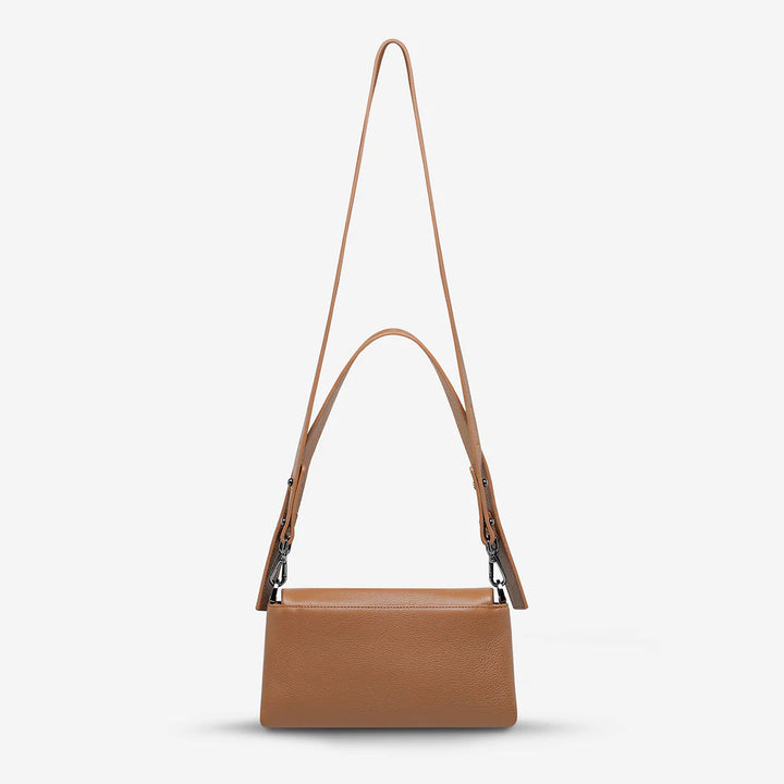 STATUS ANXIETY Womens Zenith Leather Bag - Camel, WOMENS BAGS & CLUTCHES, STATUS ANXIETY, Elwood 101