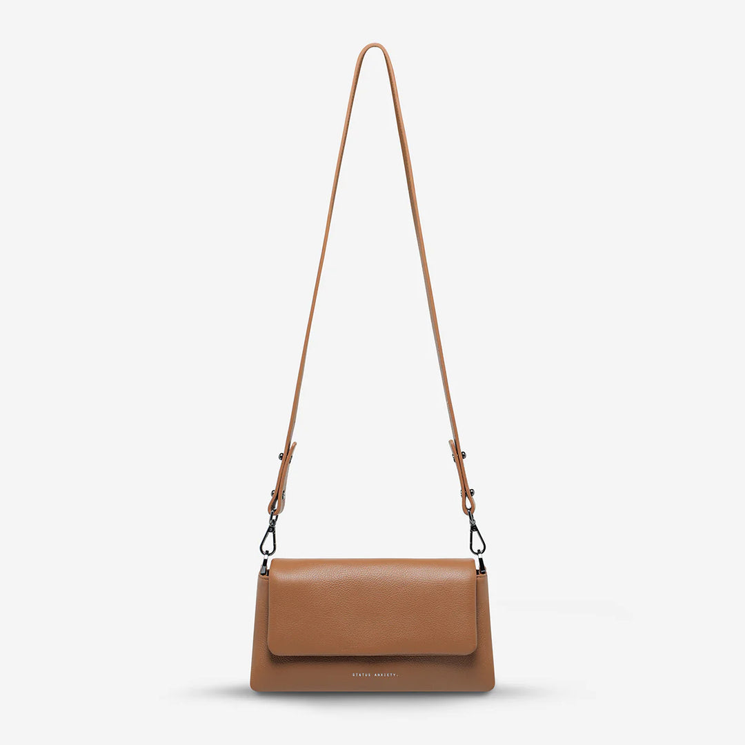 STATUS ANXIETY Womens Zenith Leather Bag - Camel, WOMENS BAGS & CLUTCHES, STATUS ANXIETY, Elwood 101
