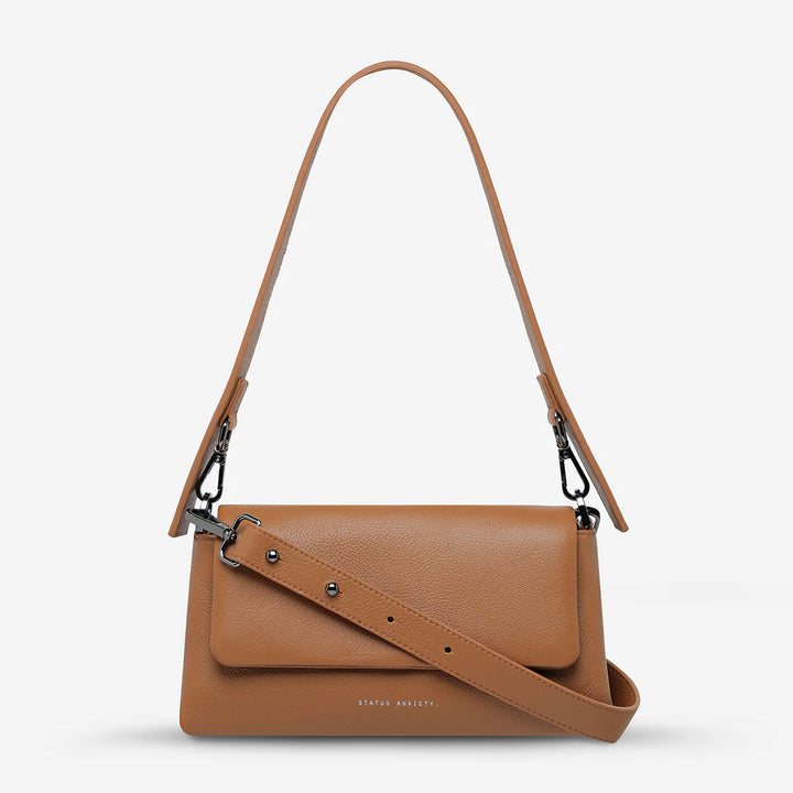 STATUS ANXIETY Womens Zenith Leather Bag - Camel, WOMENS BAGS & CLUTCHES, STATUS ANXIETY, Elwood 101