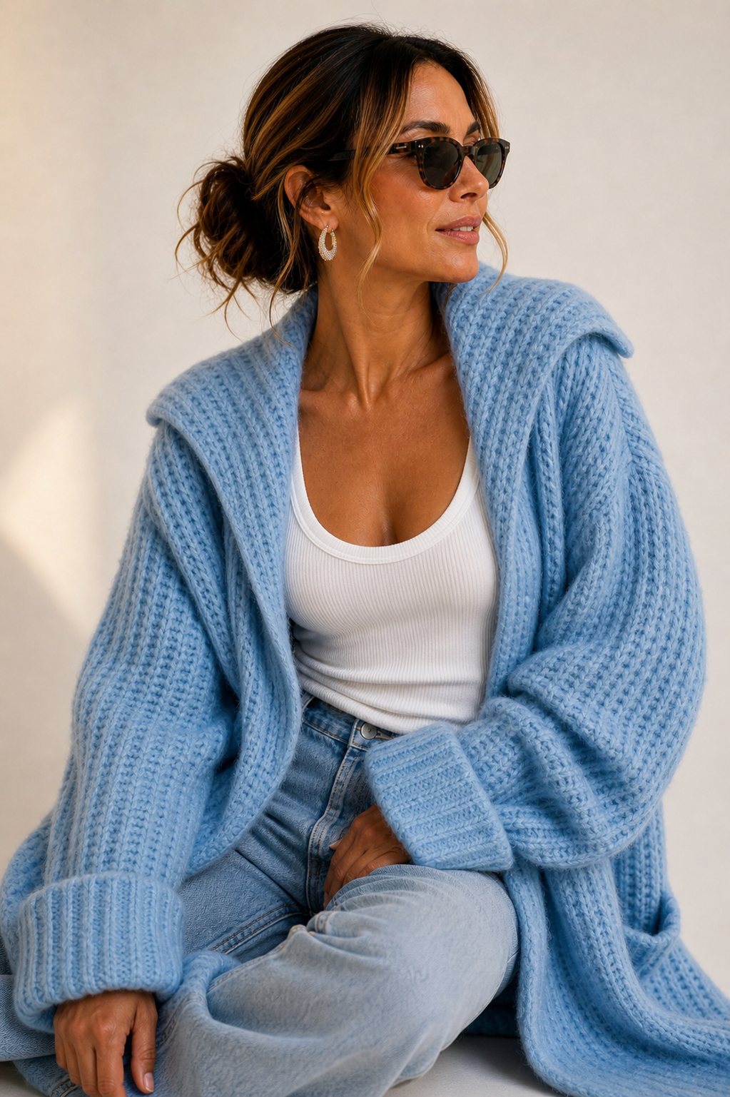 SUBOO Womens Mista Oversized Coatigan - Light Blue, WOMENS KNITS & SWEATERS, SUBOO, Elwood 101