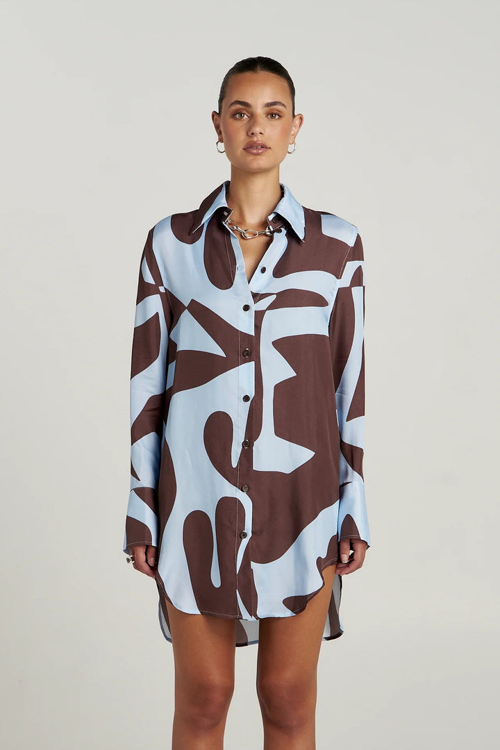 SUMMI SUMMI Womens Ash Long Sleeve Shirt in Mirage Print, WOMENS TOPS & SHIRTS, SUMMI SUMMI, Elwood 101