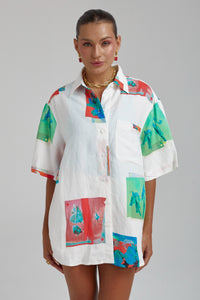 SUMMI SUMMI Womens Linen Big Shirt - Montage White, WOMENS TOPS & SHIRTS, SUMMI SUMMI, Elwood 101