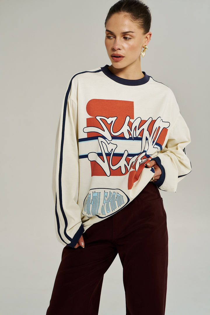 SUMMI SUMMI Womens Bleu 55 Long Sleeve Tee in Vintage White, WOMENS TEES & TANKS, SUMMI SUMMI, Elwood 101