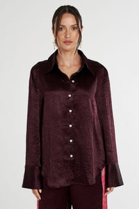 SUMMI SUMMI Womens Cuff Shirt - Plum