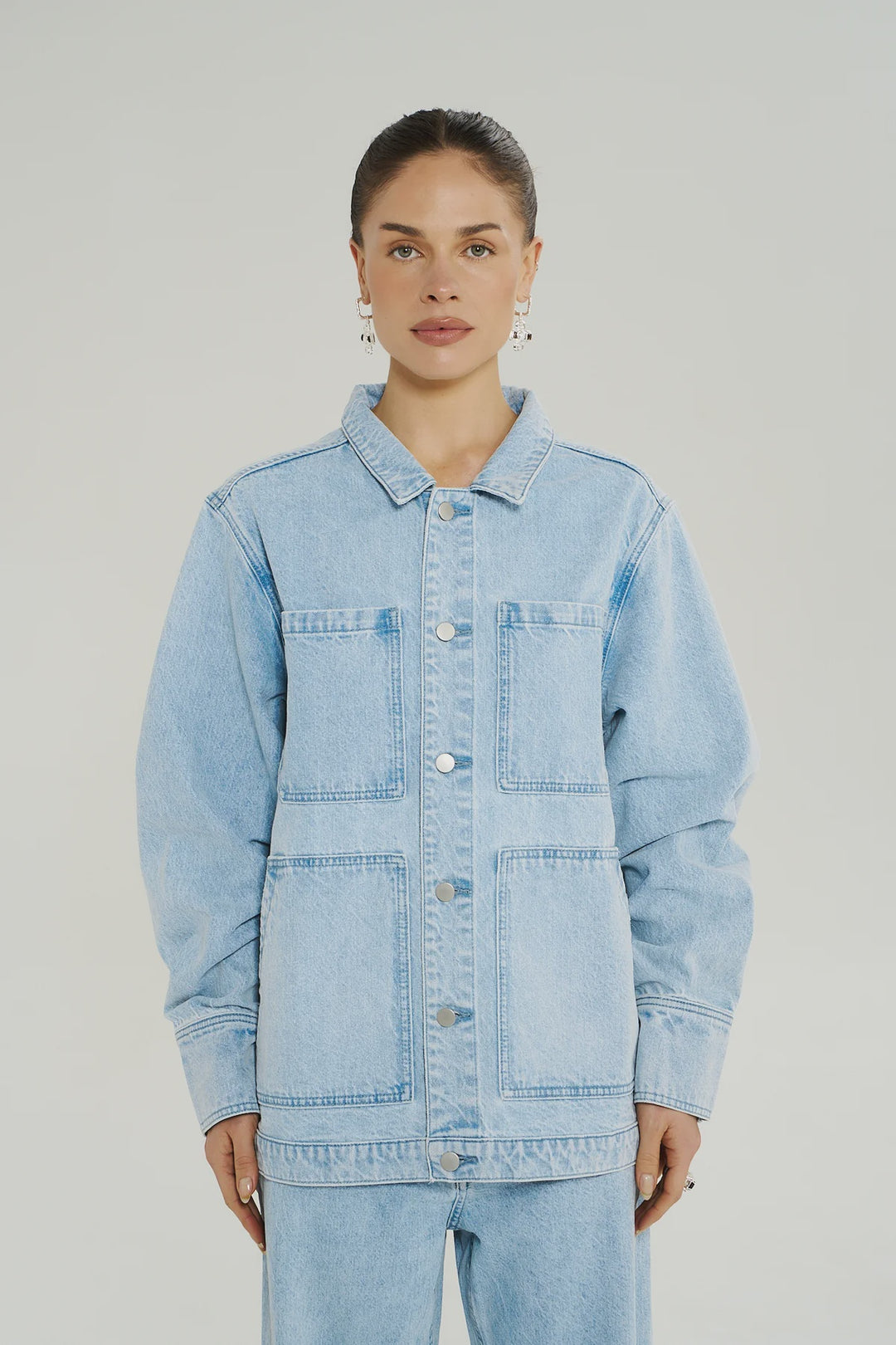 SUMMI SUMMI Womens Denim Jacket in Icel Denim, WOMENS COATS & JACKETS, SUMMI SUMMI, Elwood 101