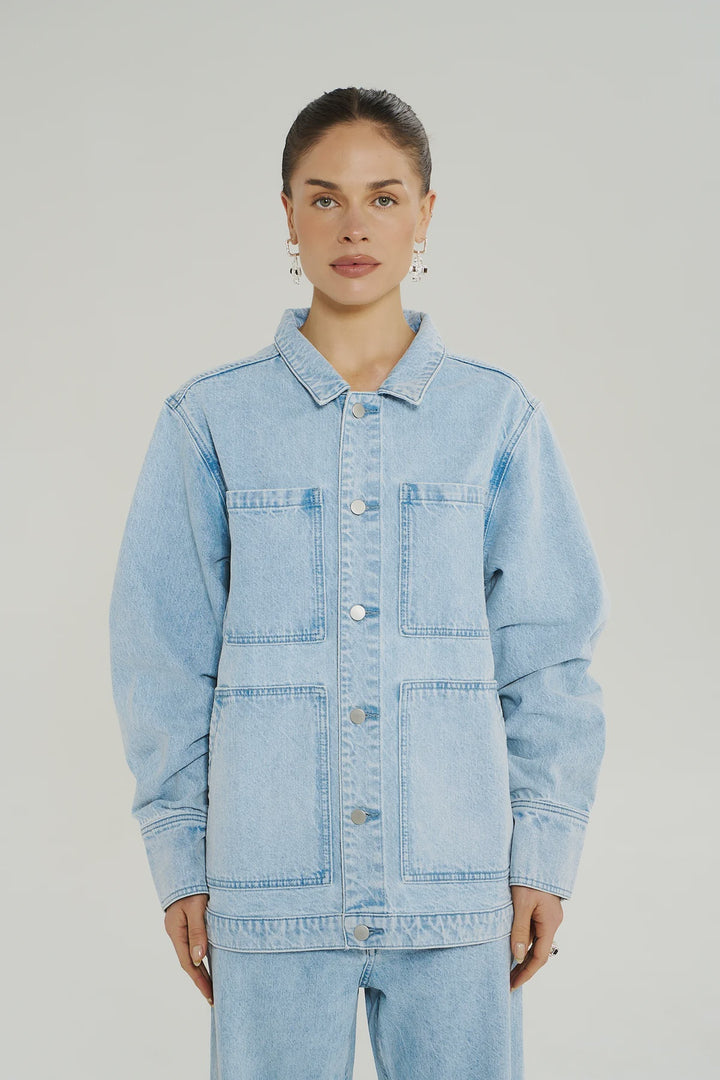SUMMI SUMMI Womens Denim Jacket in Icel Denim, WOMENS COATS & JACKETS, SUMMI SUMMI, Elwood 101