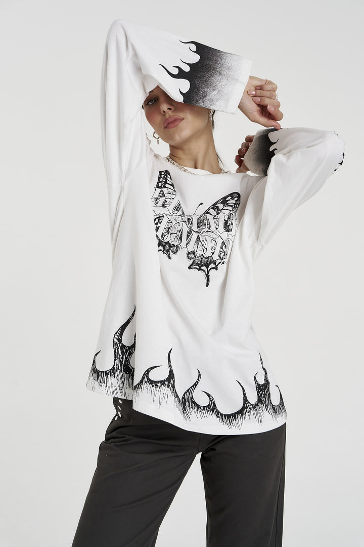 SUMMI SUMMI Womens Eden Long Sleeve Tee in Lily White