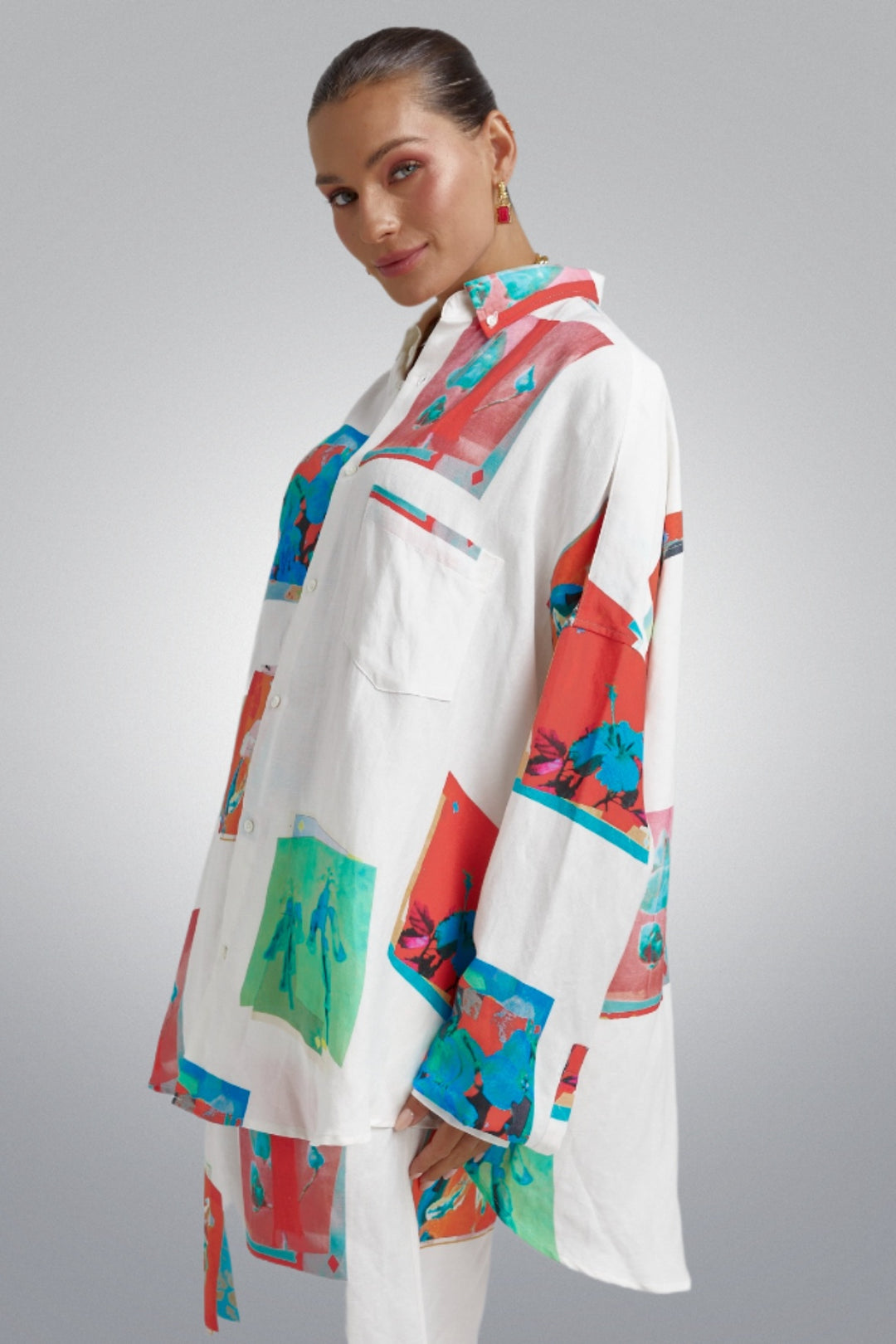 SUMMI SUMMI Womens Long Sleeve Oversize Linen Shirt - Montage White, WOMENS TOPS & SHIRTS, SUMMI SUMMI, Elwood 101