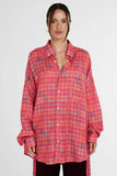 SUMMI SUMMI Womens Long Sleeve Oversized Shirt - Neon Plaid