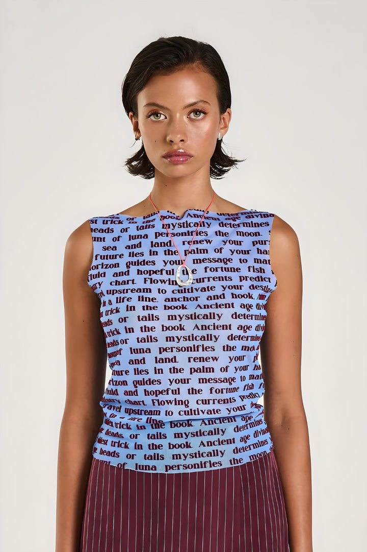 SUMMI SUMMI Womens Mesh Tank Fortune Teller Lotus