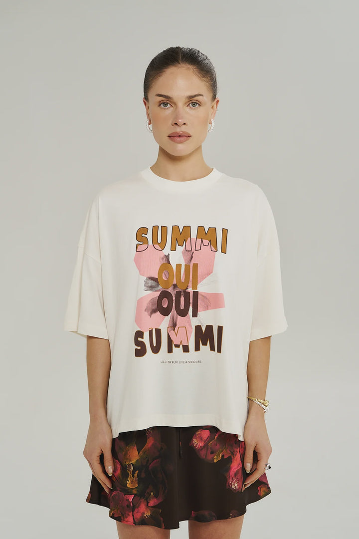 SUMMI SUMMI Womens Oui Oui Tee in Vintage White, WOMENS TEES & TANKS, SUMMI SUMMI, Elwood 101