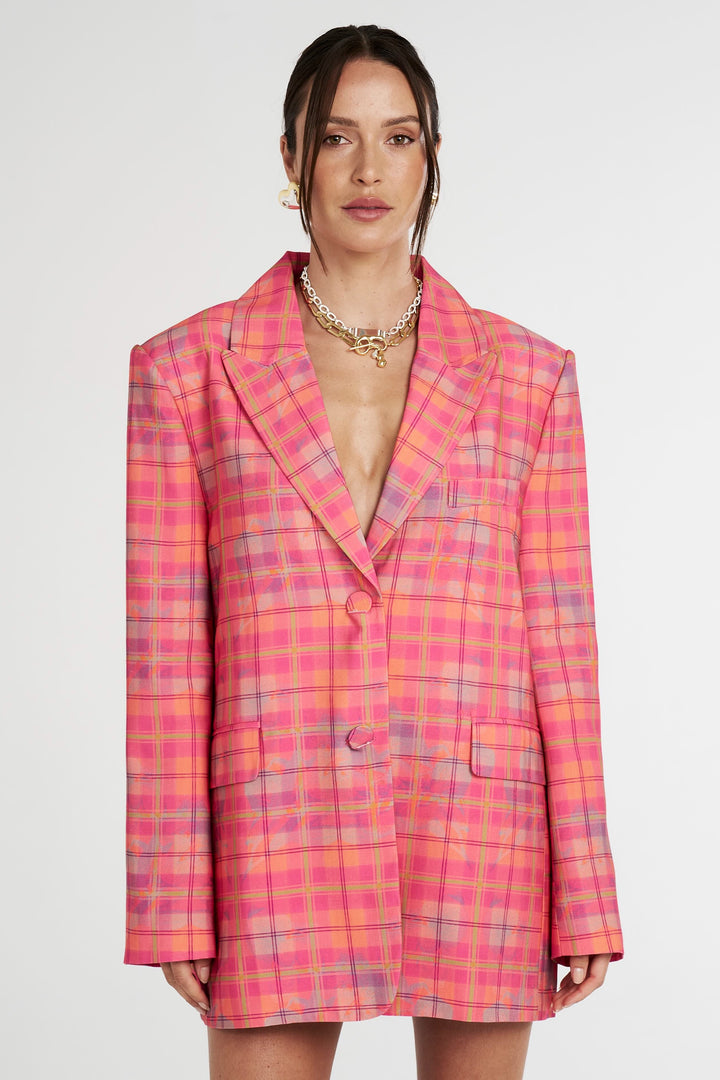 Pre Order SUMMI SUMMI Womens Oversized Blazer - Neon Plaid, WOMENS COATS & JACKETS, SUMMI SUMMI, Elwood 101