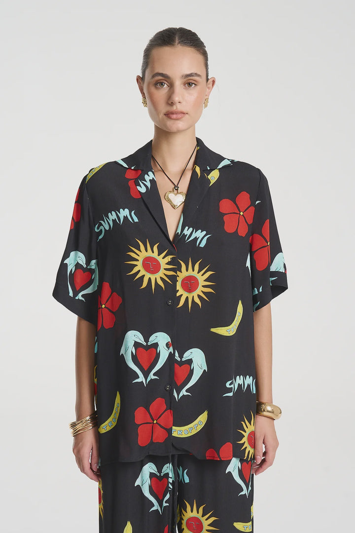 SUMMI SUMMI Womens Party Shirt in Troppo Night, WOMENS TOPS & SHIRTS, SUMMI SUMMI, Elwood 101