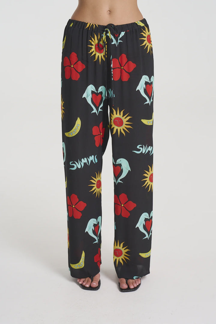 SUMMI SUMMI Womens Relaxed Drawstring Pant in Troppo Night, WOMENS PANTS, SUMMI SUMMI, Elwood 101