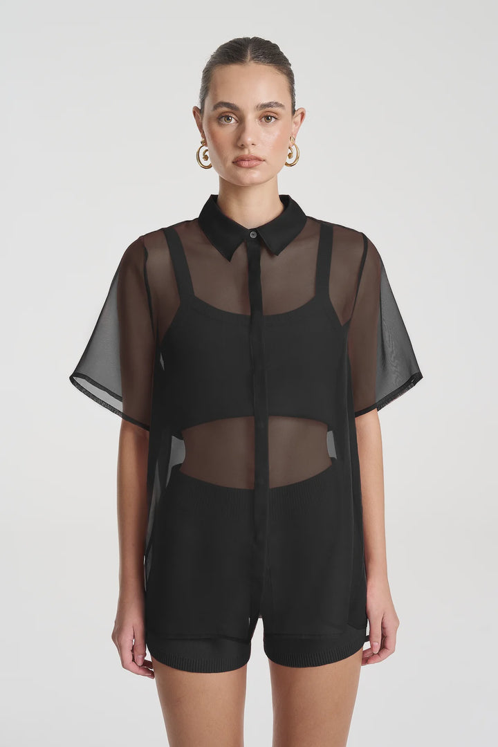 SUMMI SUMMI Womens Romeo Shirt in Midnight Black