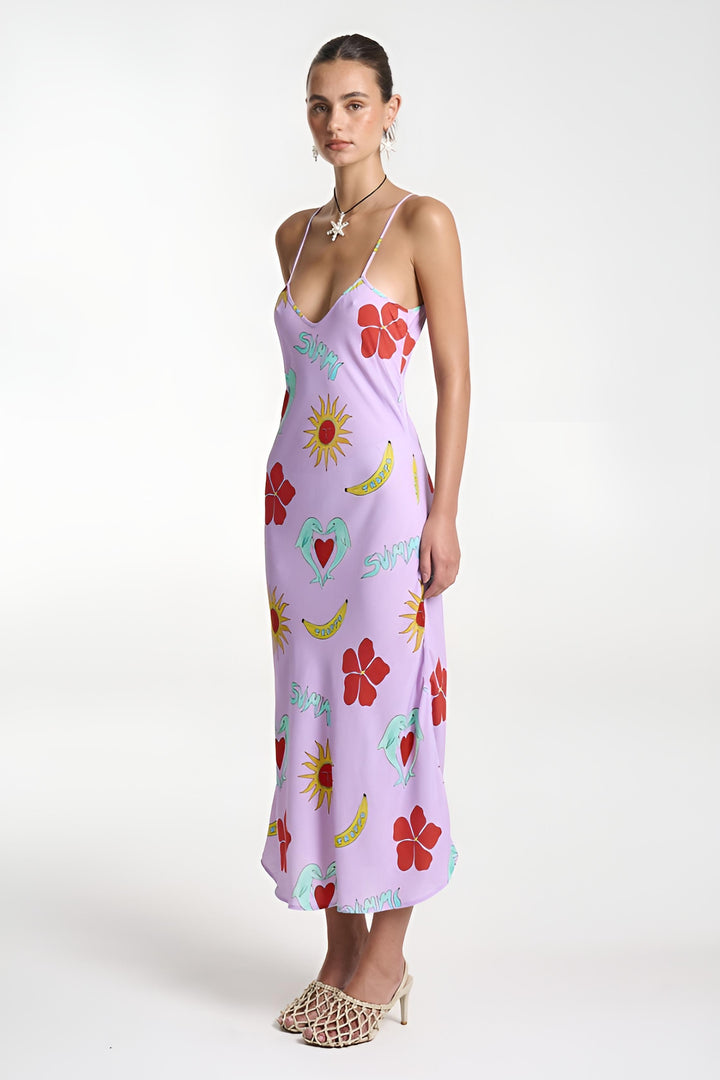 SUMMI SUMMI Womens Siren Midi Dress in Lilac Troppo, WOMENS DRESSES, SUMMI SUMMI, Elwood 101