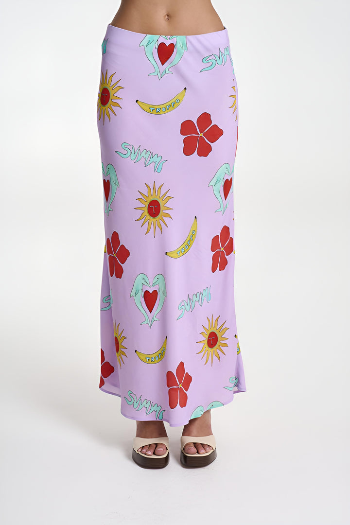 SUMMI SUMMI Womens Slip Skirt in Lilac Troppo, WOMENS SKIRTS, SUMMI SUMMI, Elwood 101