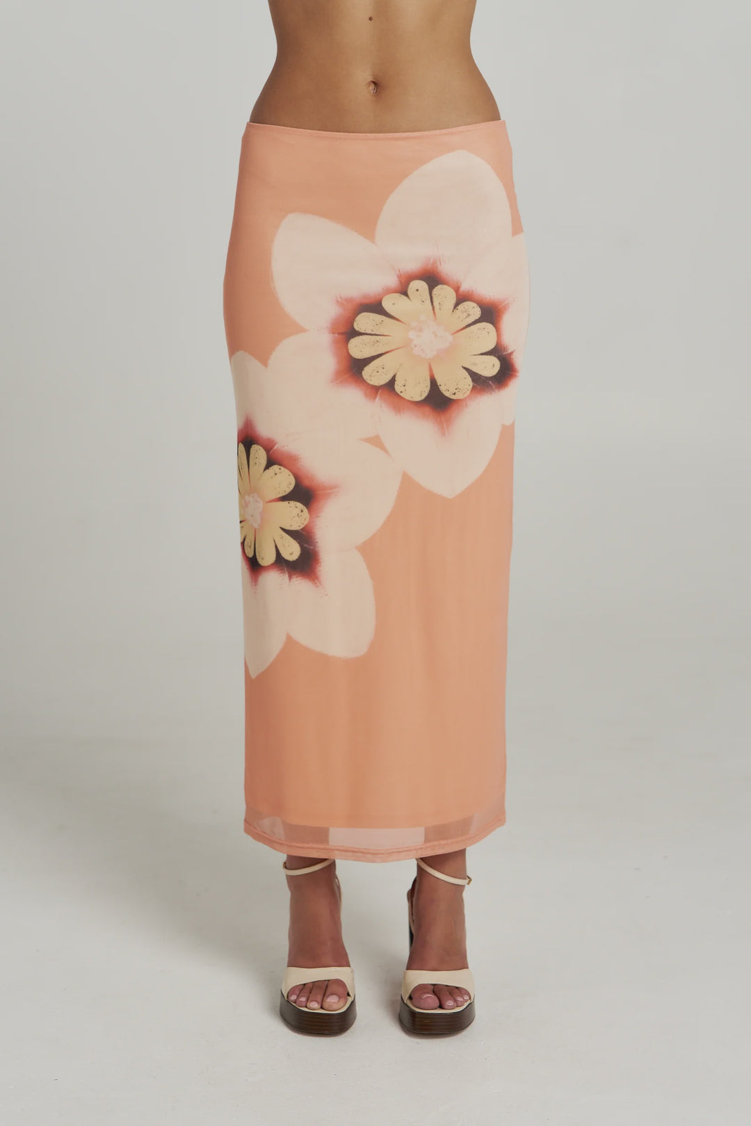 SUMMI SUMMI Womens Summi Mesh Midi Skirt in Harlequin Floral Print