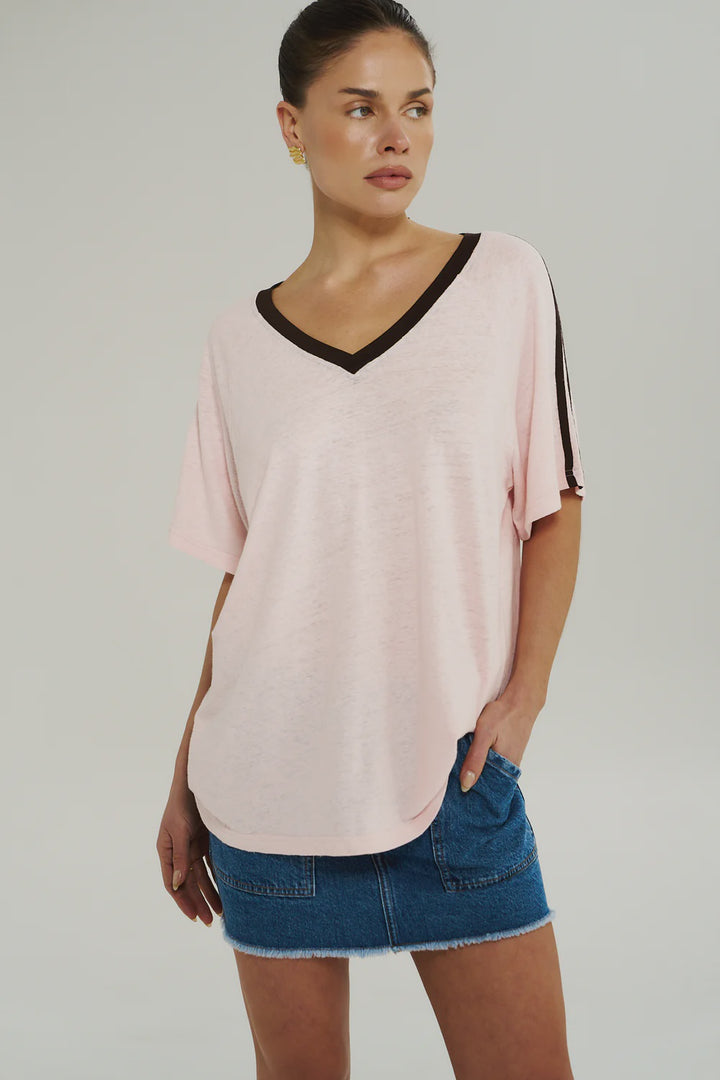SUMMI SUMMI Womens V Neck Jersey Tee in Dusty Rose, WOMENS TEES & TANKS, SUMMI SUMMI, Elwood 101