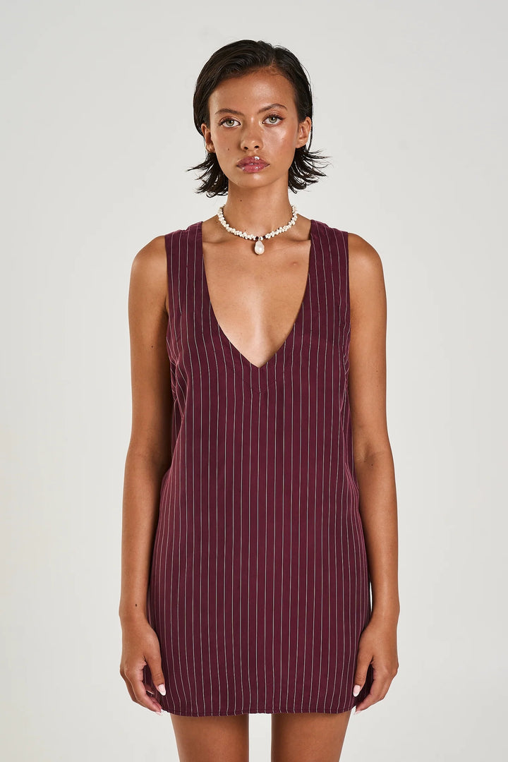 SUMMI SUMMI Womens V Neck Shift Dress Kina Pinstripe