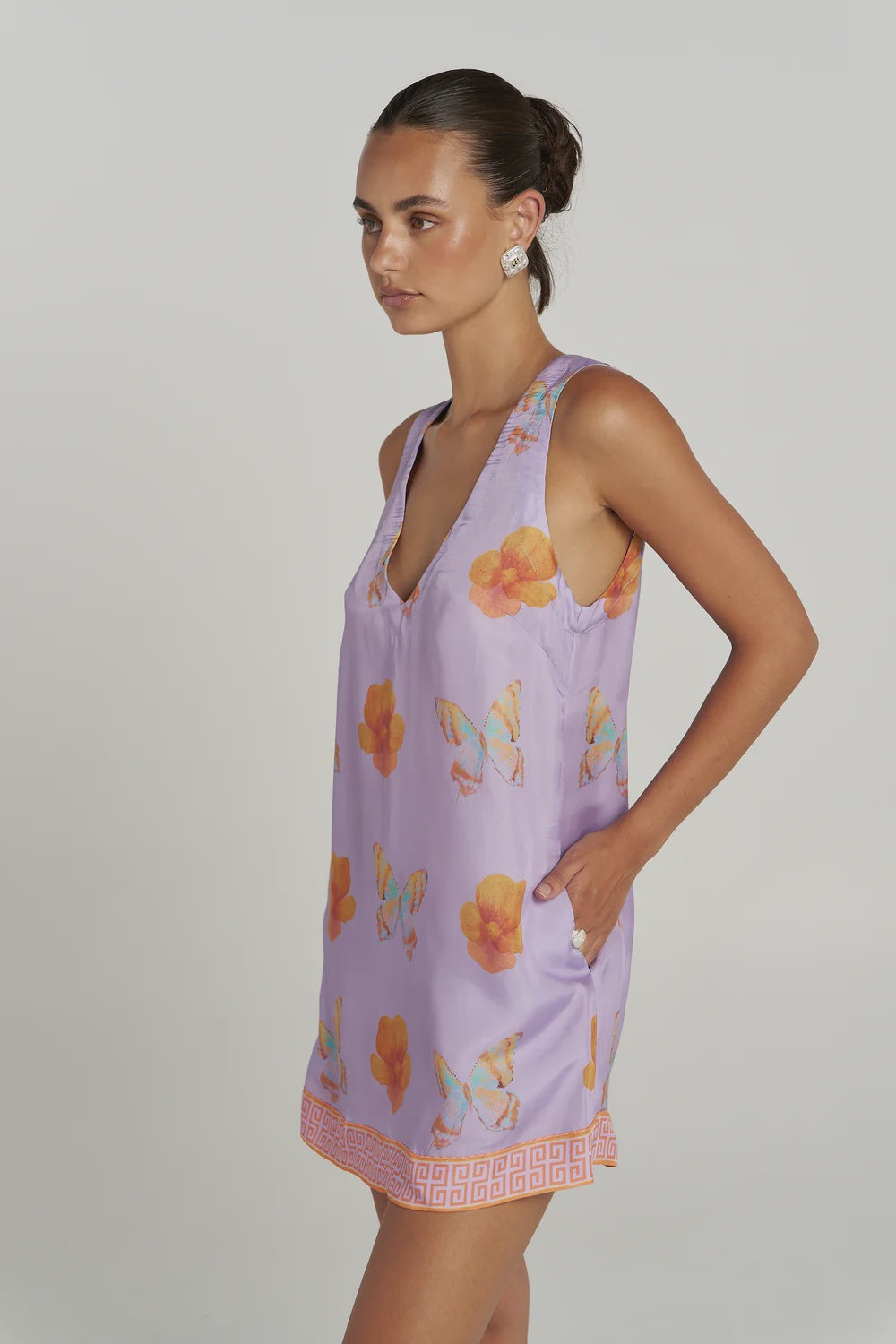SUMMI SUMMI Womens V Shift Dress in Reverie Lilac Floral
