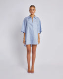 SUMMI SUMMI Womens Big Shirt - Alice Blue Linen, WOMENS TOPS & SHIRTS, SUMMI SUMMI, Elwood 101