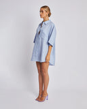 SUMMI SUMMI Womens Big Shirt - Alice Blue Linen, WOMENS TOPS & SHIRTS, SUMMI SUMMI, Elwood 101