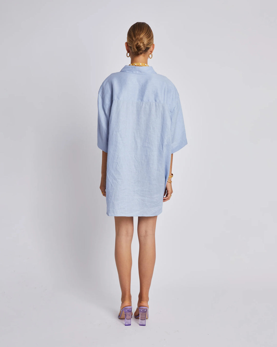 SUMMI SUMMI Womens Big Shirt - Alice Blue Linen, WOMENS TOPS & SHIRTS, SUMMI SUMMI, Elwood 101