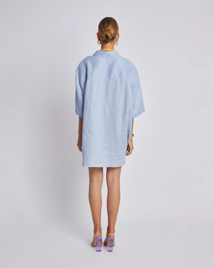 SUMMI SUMMI Womens Big Shirt - Alice Blue Linen, WOMENS TOPS & SHIRTS, SUMMI SUMMI, Elwood 101