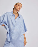 SUMMI SUMMI Womens Big Shirt - Alice Blue Linen, WOMENS TOPS & SHIRTS, SUMMI SUMMI, Elwood 101