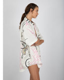 SUMMI SUMMI Womens Big Shirt  Linen - Graffiti Butterfly White, WOMENS TOPS & SHIRTS, SUMMI SUMMI, Elwood 101