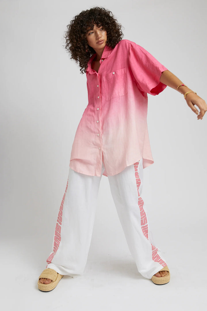 SUMMI SUMMI Womens Big Shirt Linen - Pink Fade, WOMENS TOPS & SHIRTS, SUMMI SUMMI, Elwood 101