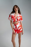 SUMMI SUMMI Womens Cropped Linen Twist Shirt - Sailors Delight, WOMENS TOPS & SHIRTS, SUMMI SUMMI, Elwood 101