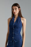 SUMMI SUMMI Womens Halter Vest - Indigo, WOMENS TOPS & SHIRTS, SUMMI SUMMI, Elwood 101