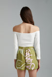 SUMMI SUMMI Womens Linen Skort - Graffiti Butterfly Khaki, WOMENS SHORTS, SUMMI SUMMI, Elwood 101