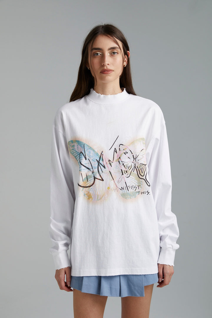 SUMMI SUMMI Womens Long Sleeve Band Tee - White, WOMENS TEES & TANKS, SUMMI SUMMI, Elwood 101