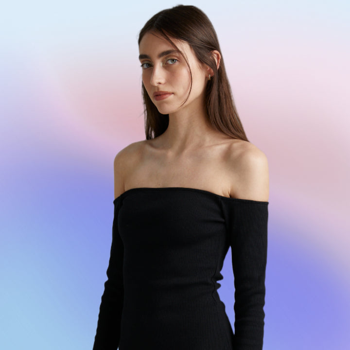 SUMMI SUMMI Womens Long Sleeve Off The Shoulder Top - Black, WOMENS TOPS & SHIRTS, SUMMI SUMMI, Elwood 101