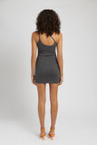 SUMMI SUMMI Womens One Shoulder Cross Over Mini Dress - Charcoal, WOMENS DRESSES, SUMMI SUMMI, Elwood 101