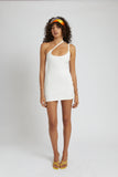 SUMMI SUMMI Womens One Shoulder Cross Over Mini Dress - White Sand, WOMENS DRESSES, SUMMI SUMMI, Elwood 101